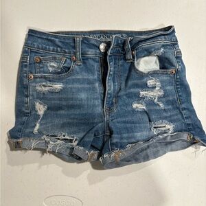 American Eagle Outfitters Distressed Blue Denim Cutoff Shorts